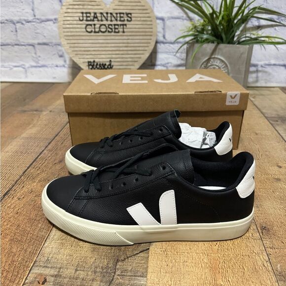 VEJA CAMPO CHROMEFREE LEATHER BLACK WHITE new with box main image 10